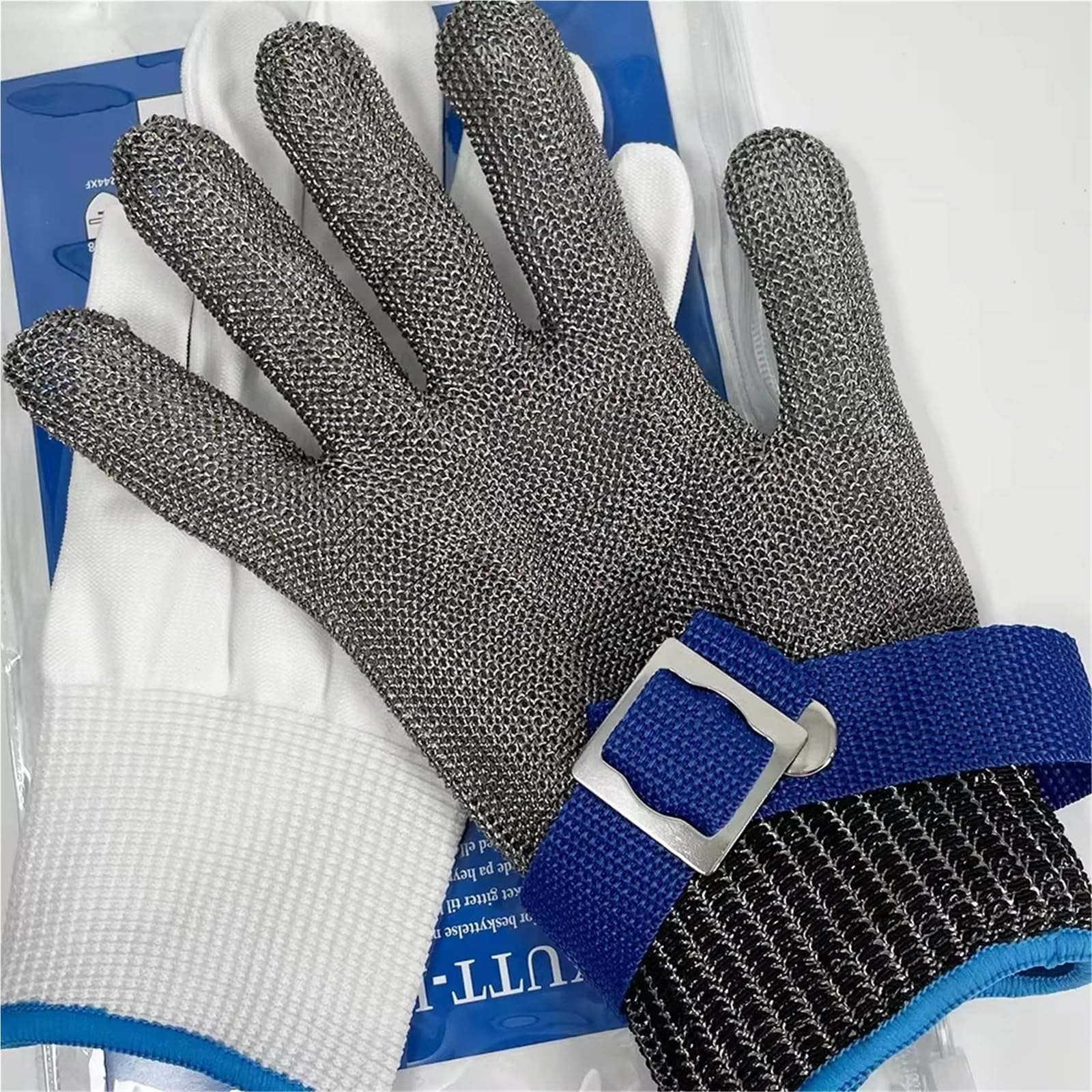 Gants anti-coupures, S de travail en acier inoxydable résistant aux coupures, s sécurité maille métallique anti-coupure for bouchers(Medium)