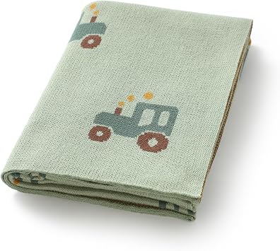 LAWKUL Organic Cotton Knitted Baby Blanket, Soft and Warm Blanket