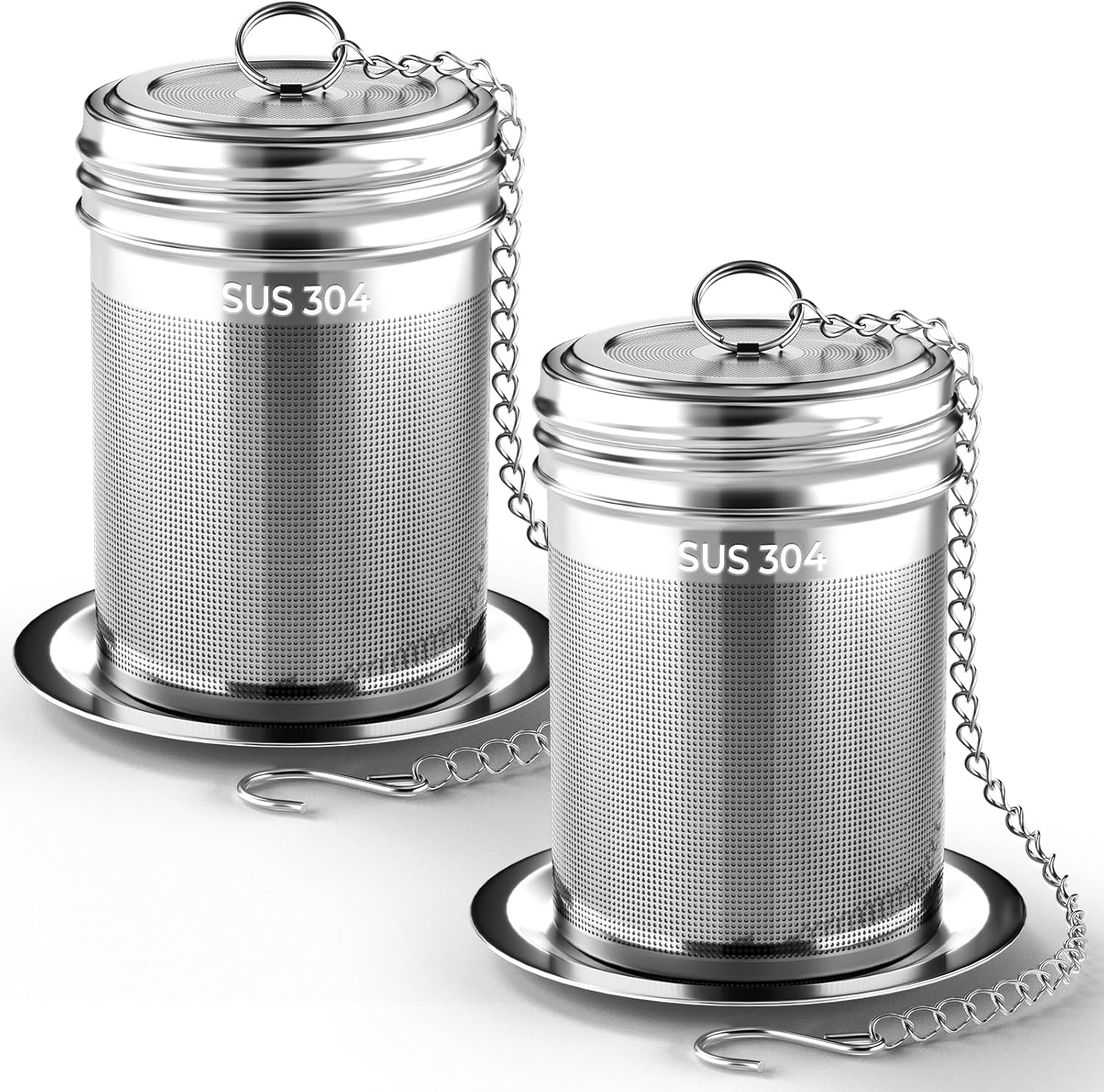 2 Pack Reinmoson Large Tea Infuser for Loose Tea & Spice Infuser for Cooking, 2.1” x 2.9” Extra Fine Mesh Large Tea Strainers, 304 Stainless Steel Loose Leaf Tea Steeper for Black Tea, Rooibos, etc - Image 9