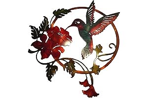 Zoihet: Round Metal Hummingbird Wall Art. Bird Wall Silhouette for Patio, Garden, Fence, Indoor, Outdoor