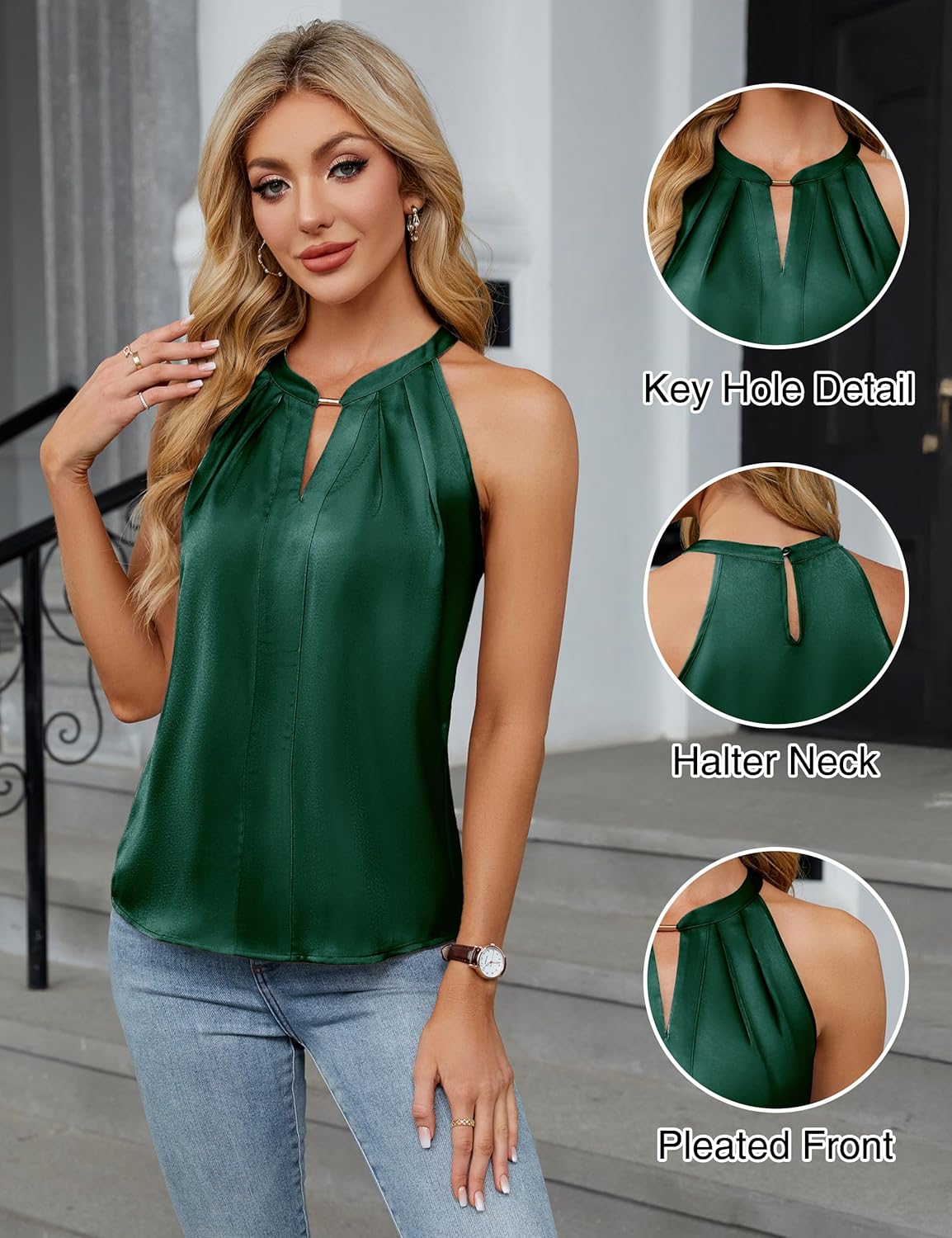 Blooming Jelly Womens Summer Tank Tops Satin Business Dressy Casual Blouses Sleeveless Halter Trendy Work Shirts 2026 - Image 4