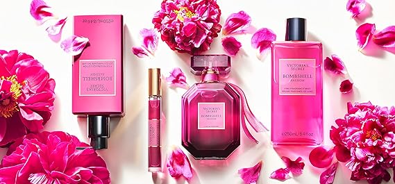 Victoria's Secret Bombshell Passion Eau de Parfum، ملاحظات عن الكاسيس المتلألئ، وردة الملكة الفاوانيا والفوشيا، عطور للنساء (1.7 أونصة)
