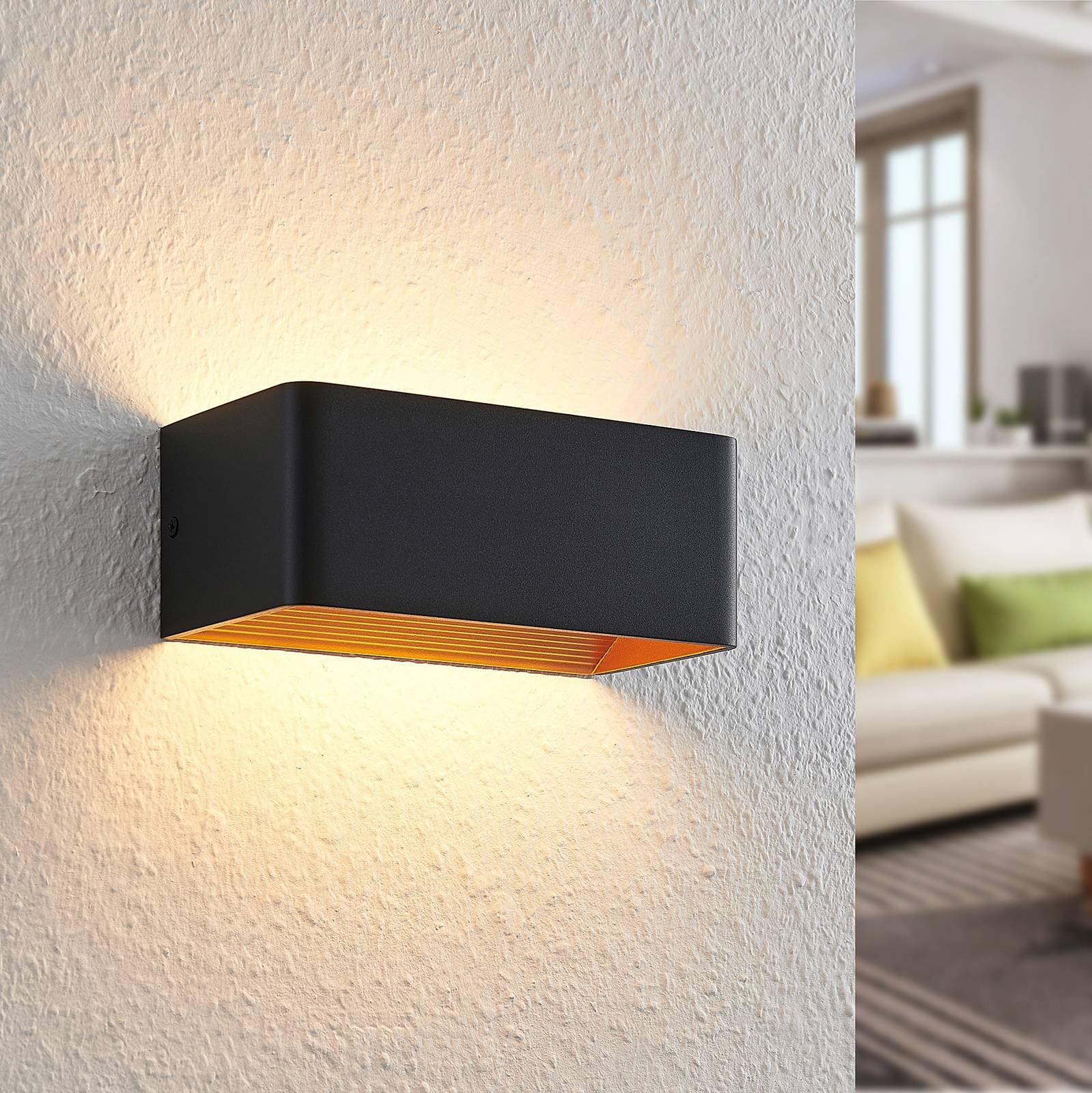 Arcchio LED Wandleuchte, Wandlampe Innen Karam (Modern) in Schwarz aus Aluminium (1 flammig) - Wandstrahler Wandbeleuchtung Schlafzimmer/Wohnzimmer Wohnzimmerleuchte