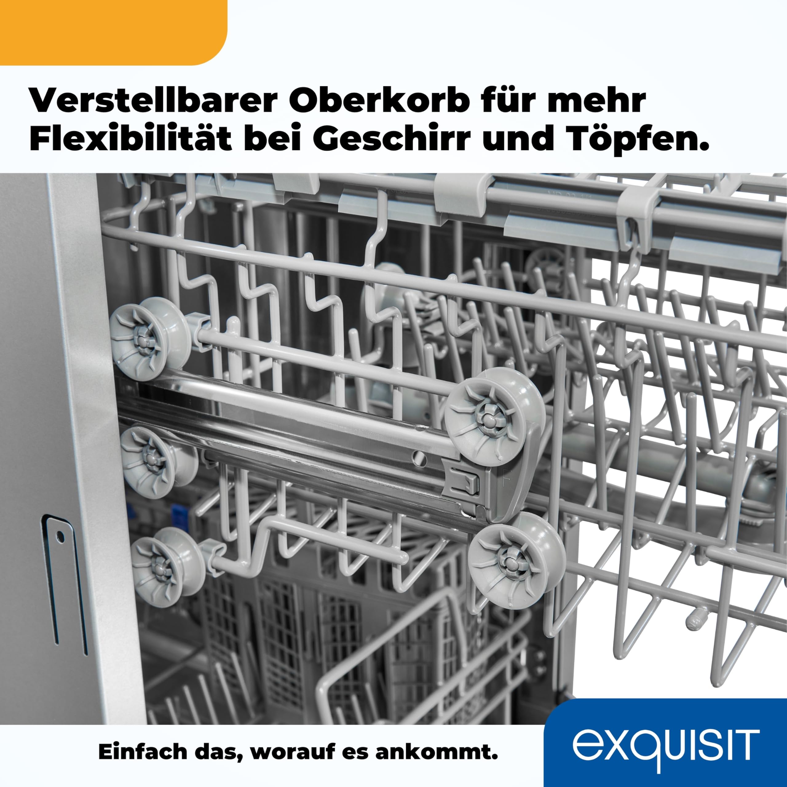 Exquisit Einbaugeschirrspüler 45 cm Teilintegriert Inox 9 Maßgedecke 6 Programme ECO Glas 9 L Wasserverbrauch Startzeitvorwahl EGSP51009-EB-030E