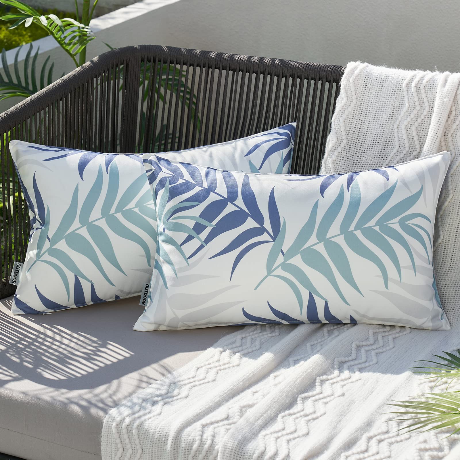 View 1 of ***MISSING PARTS***
MIULEE Pack of 2 Decorative Outdoor Waterproof Throw Pillow Covers Patio Pillow Cases Natural Leaves Pattern Spring Square Cushion Shams Shell for Garden Balcony Couch 12x20 Inch, Coffee Brown