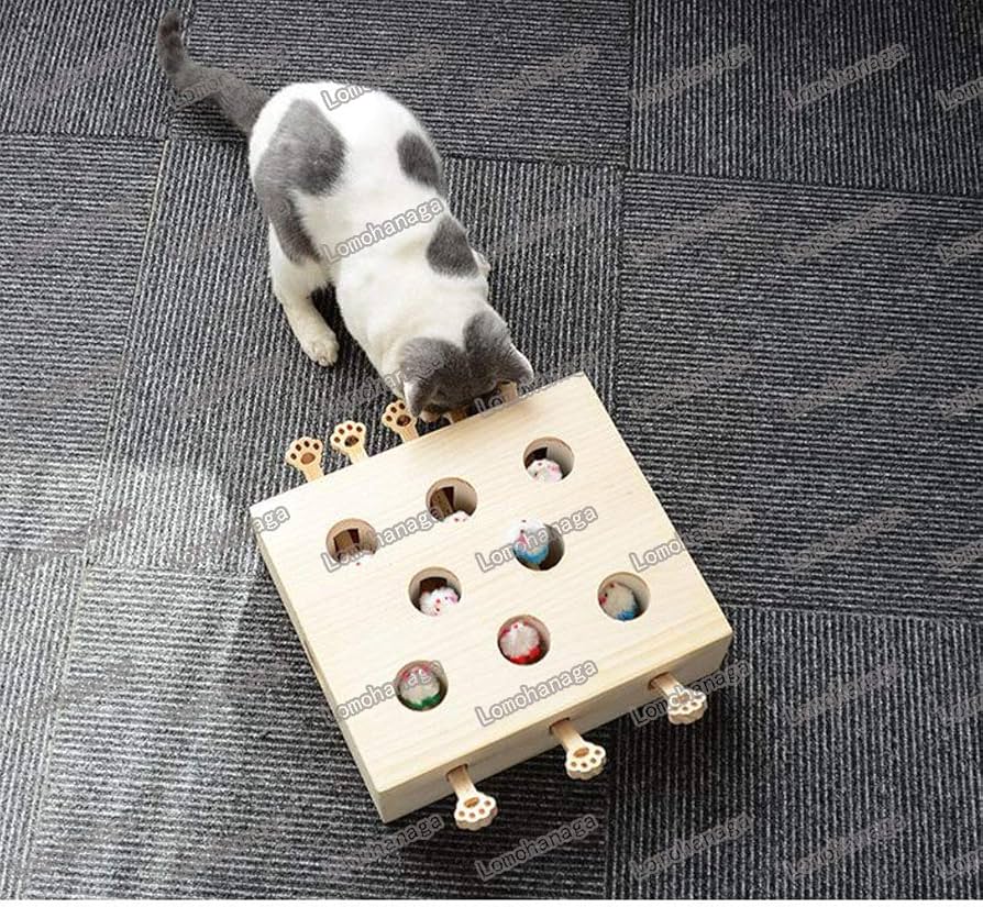 みもじ猫 Amazon.co.jp: 猫用もぐら叩き 8穴 一緒に楽しむ猫用知育玩具