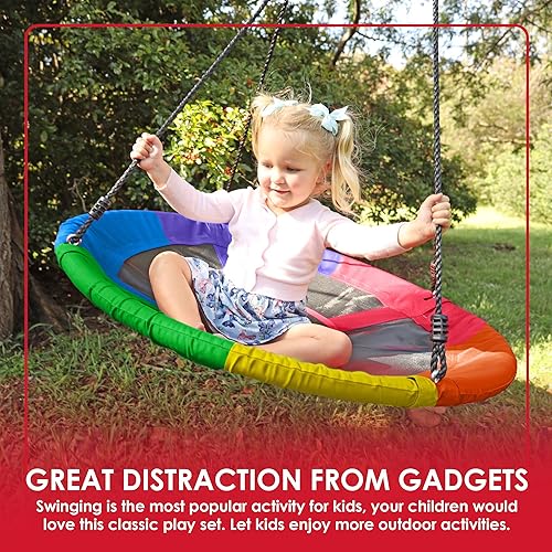Miniatura 3 de Swing & Swivel Juego de columpio redondo de 40 pulgadas para árbol infantil grande 1000D, resistente a la intemperie, límite de 1000 libras, para