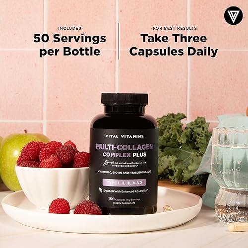 Miniatura 7 de Vital Vitamins Multi Collagen Plus - Biotina, ácido hialurónico, vitamina C - Colágeno para mujeres y hombres - Suplemento de apoyo al crecimiento