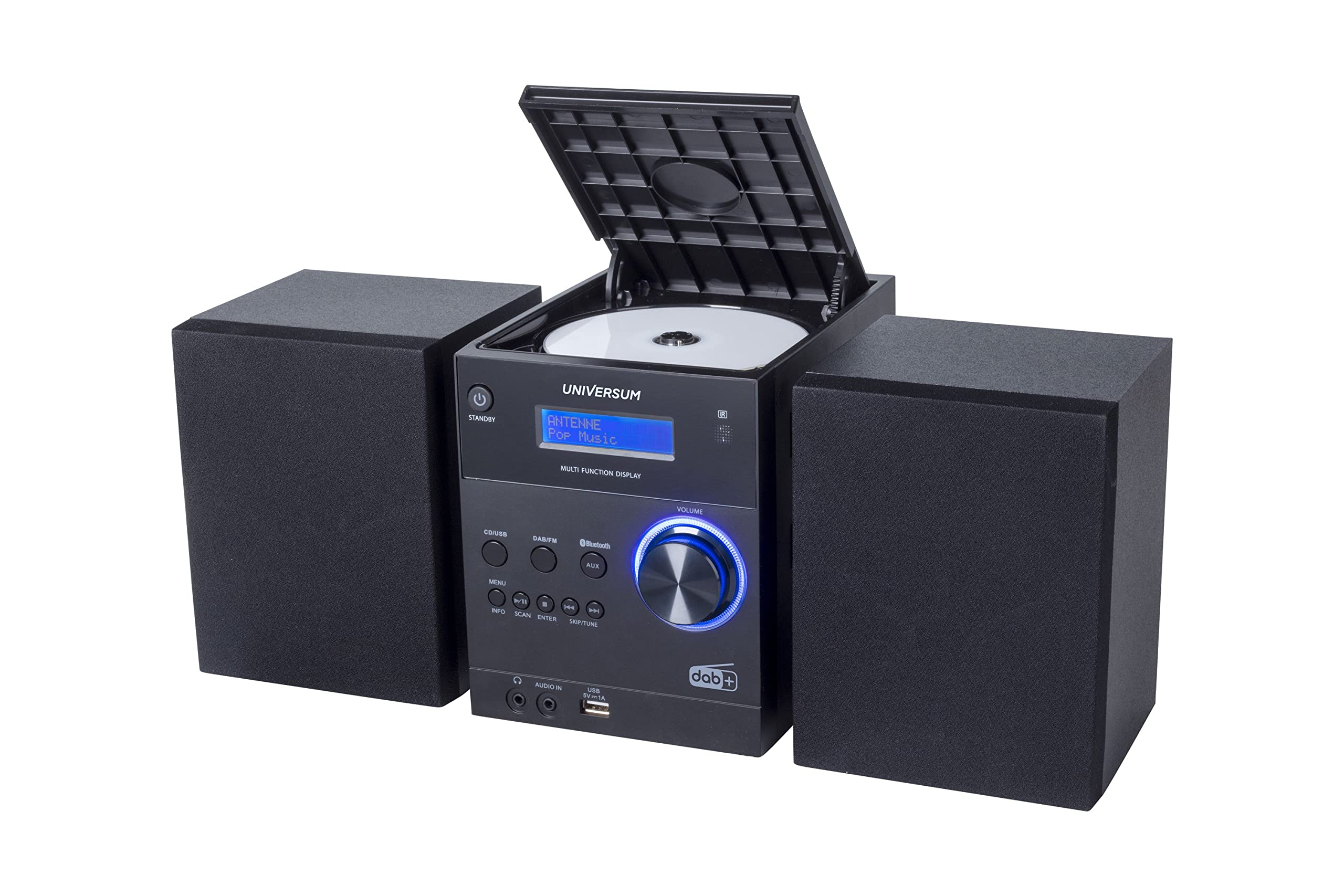 UNIVERSUM MS 300 - Kompakt Stereoanlage mit CD & Bluetooth - DAB+ & UKW Radio, AUX Eingang & USB - CD-Player (CD, CD-R, CD-RW, MP3-CD) - Uhr und Weckfunktion - Fernbedienung - Schwarz