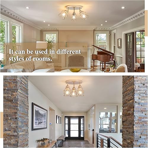 Miniatura 7 de Lámparas de cocina Lámpara de techo multidireccional de 3 luces con base E26, montaje empotrado ajustable para pasillo, granja, cocina, comedor,