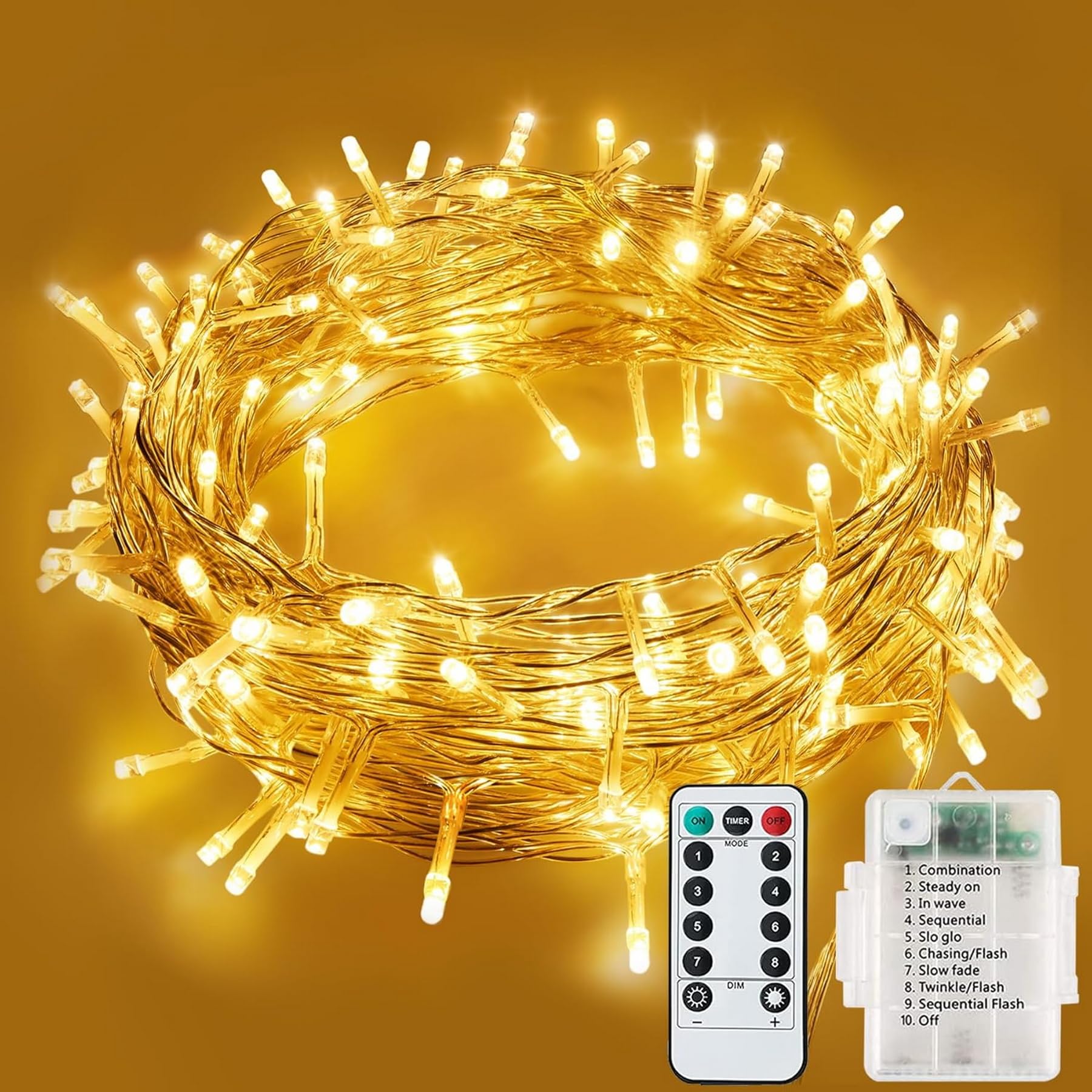 Lityby Girls Warm White-Battery Battery Fairy Lights Waterproof,12M/120Led Christmas String Lights Outdoor