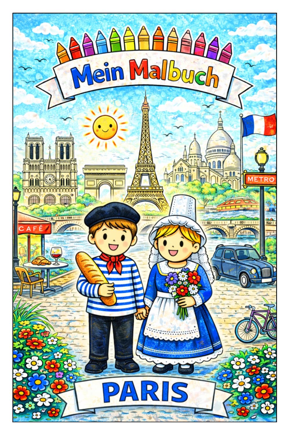 Mein Malbuch: Paris: Die schönsten Sehenswürdigkeiten zum Ausmalen – Kreatives Malbuch für Kinder ab 4 Jahren