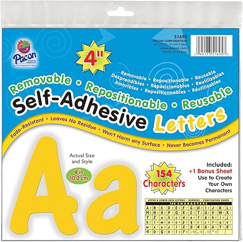 Pacon 0051652 - Plantillas de letras, 2 pulgadas, color amarillo