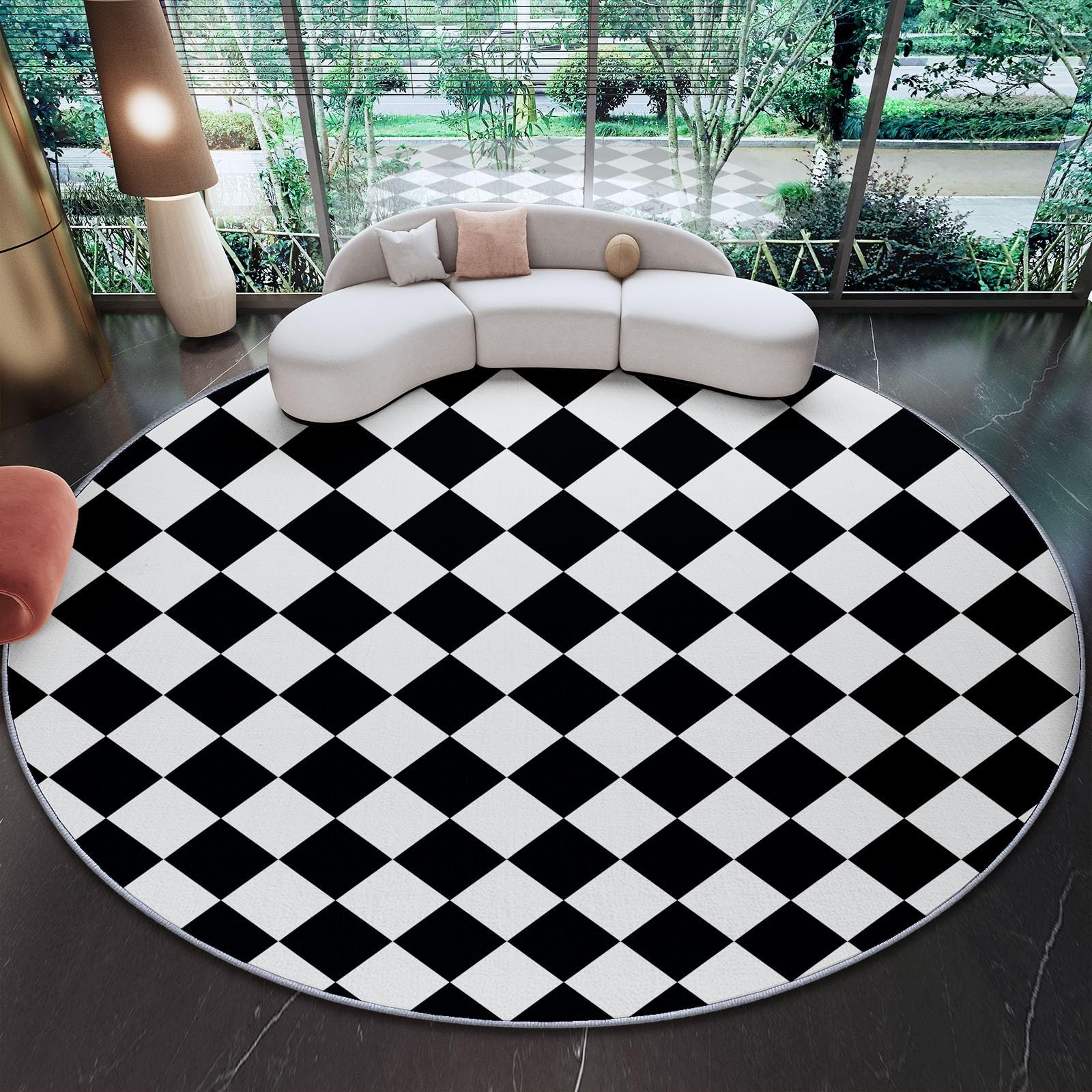 Tapis rond antidérapant facile à nettoyer pour protéger le sol de la salle à manger