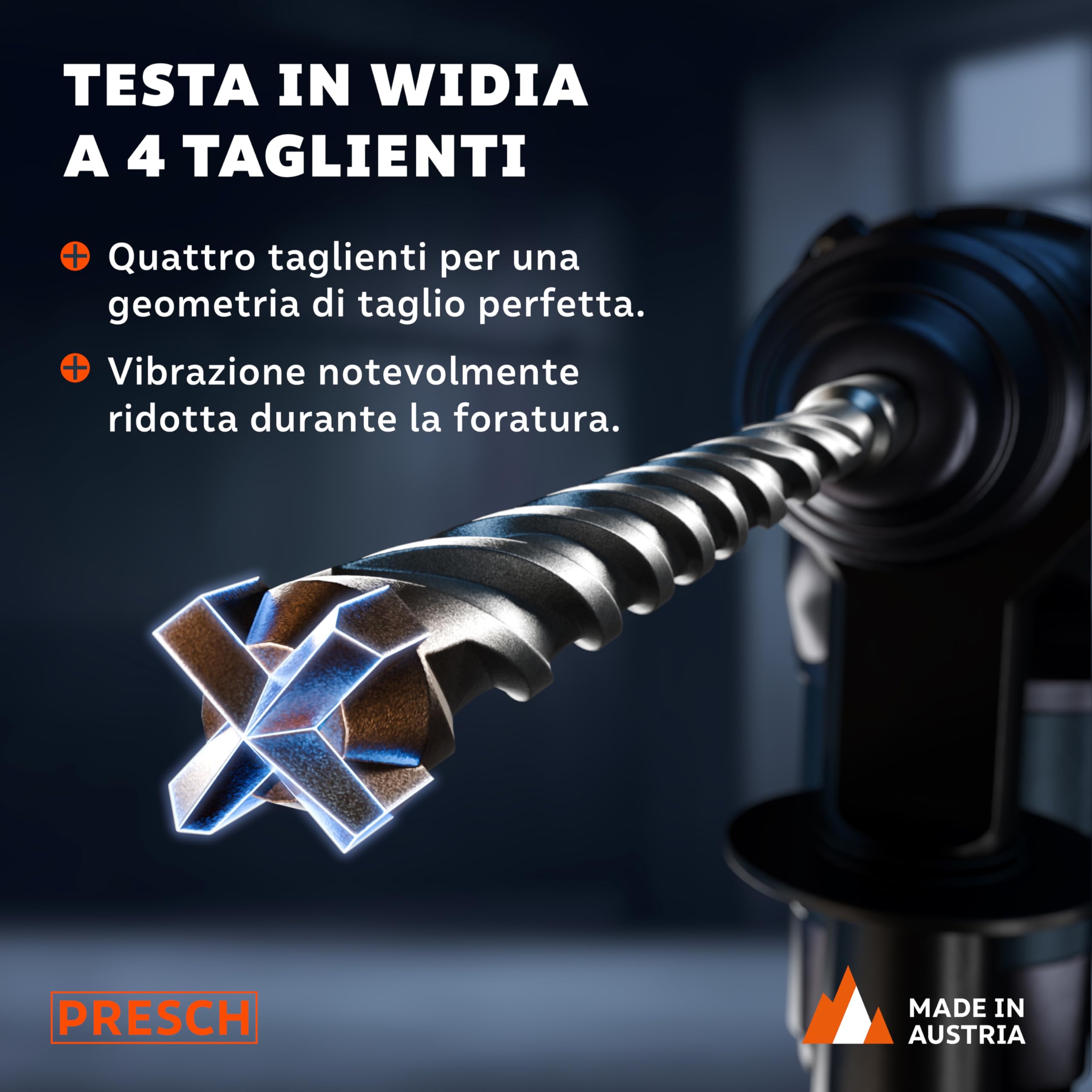 PRESCH Punte SDS plus 8mm (10 pz.) – Punta trapano muro con 4 taglienti carburo – Indicatore Lunghezza Tassello – Set Punte da trapano robusta per cemento, calcestruzzo, granito, mattone e muratura