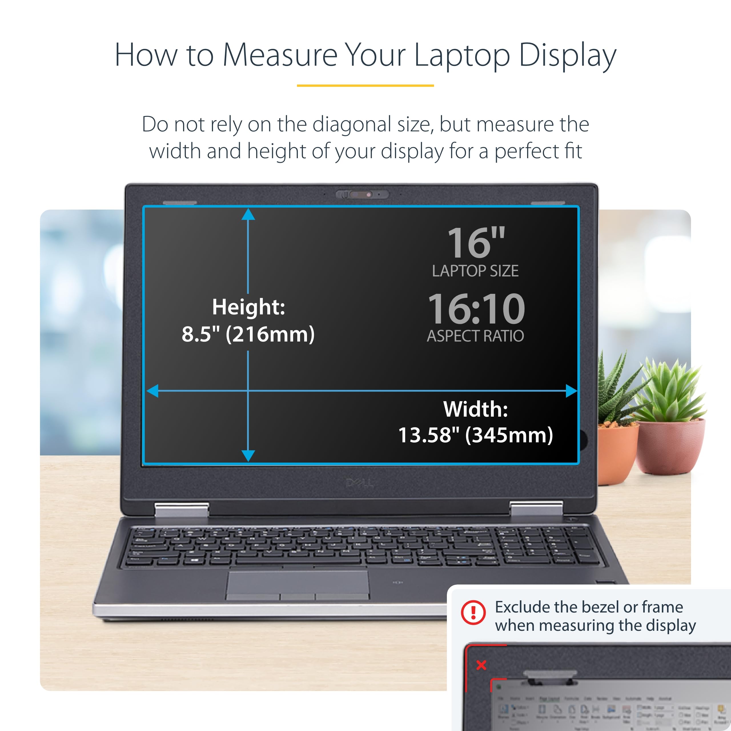 StarTech Filtro Privacy per Laptop Touch 16" 16:10 Antiriflesso, a Ribalta | Pellicola Protettiva, Angolo di Visione ±30°, Anti Luce Blu