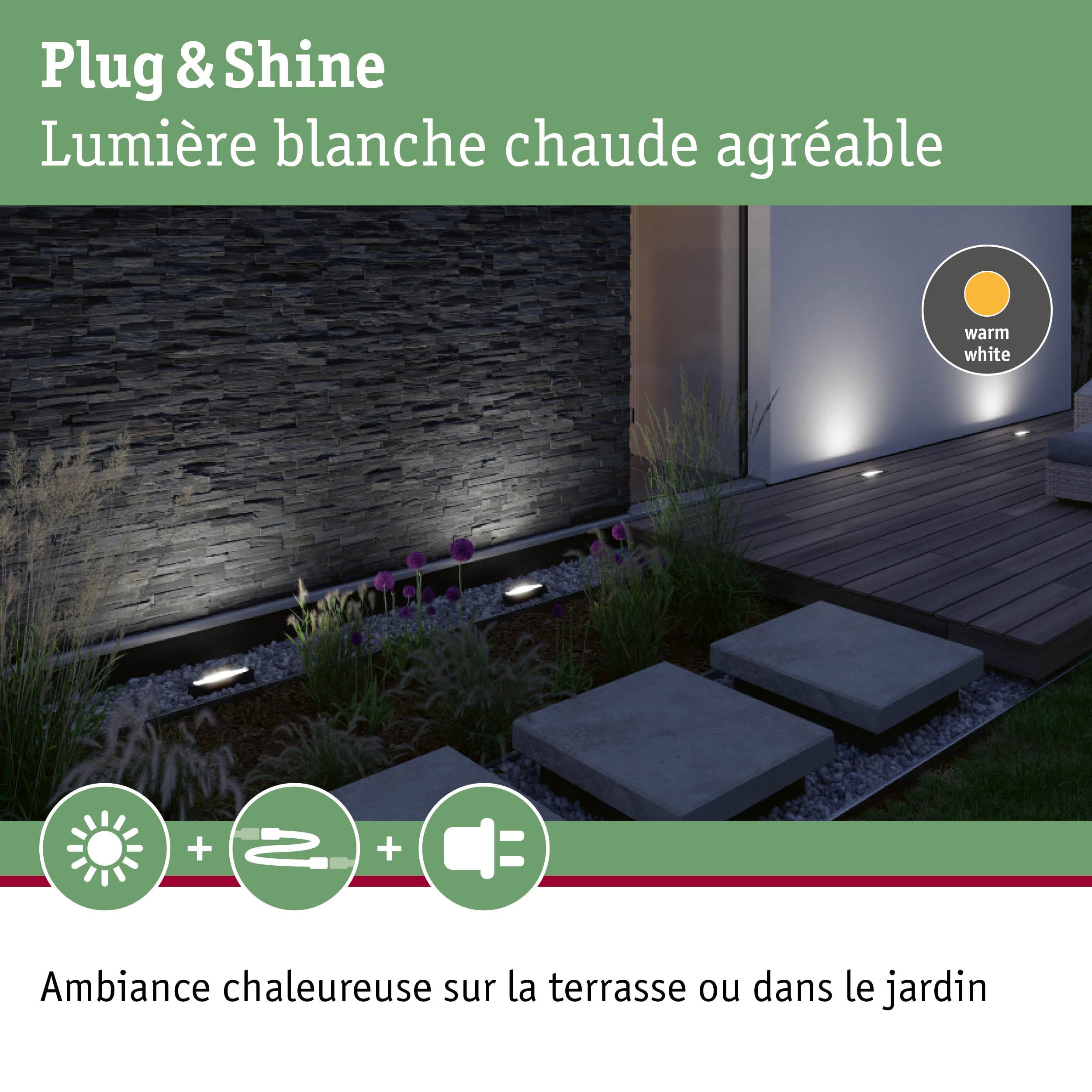 Paulmann 94667 luminaire d'extérieur Plug & Shine LED lèche-mur Tidos IP67 1x6,1 W gradable Anthracite métal 3000K