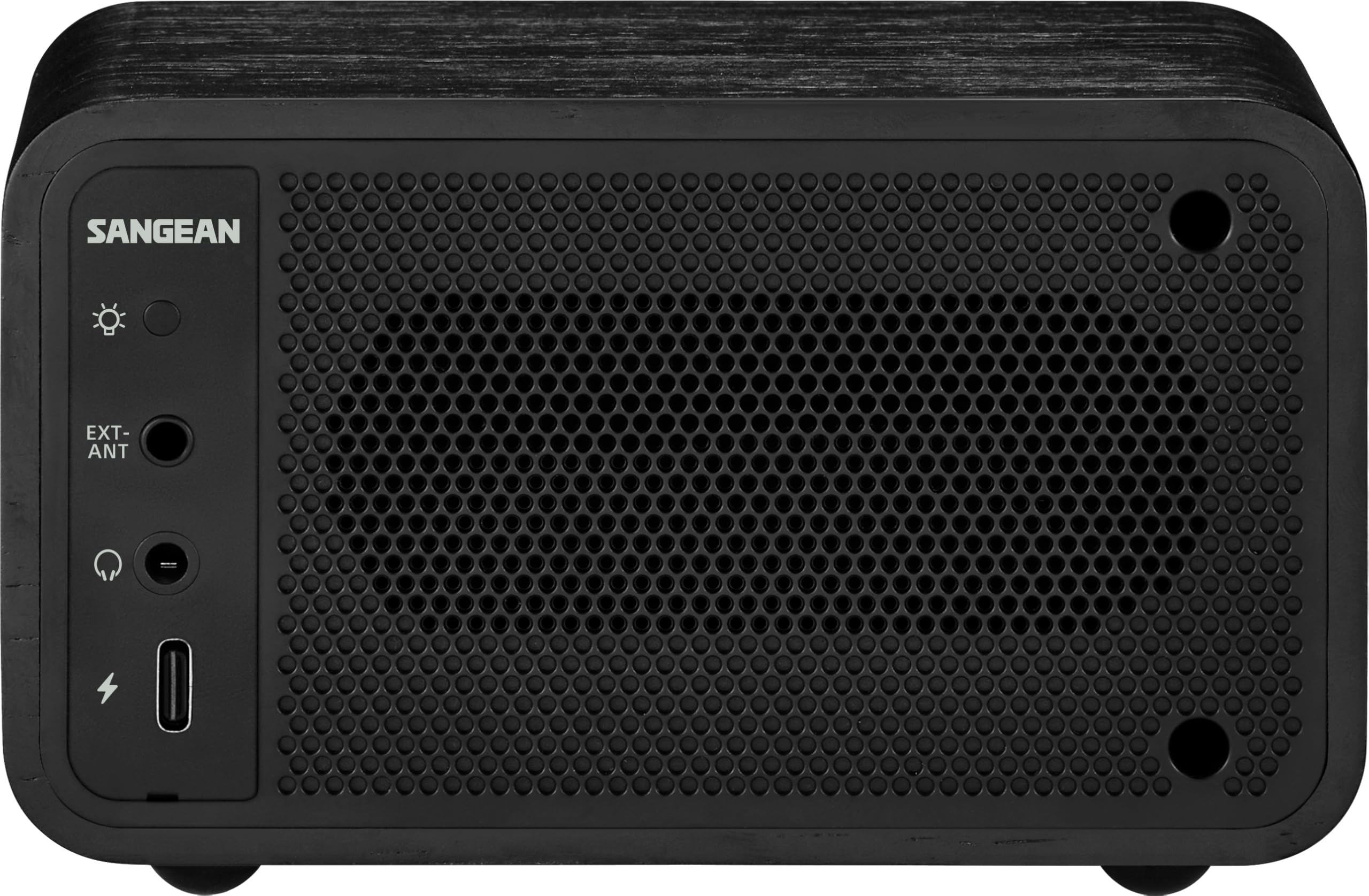 SANGEAN WR-8 - Radio portátil vintage con altavoz Bluetooth, recepción FM, batería integrada, carcasa de madera auténtica, roble medianoche