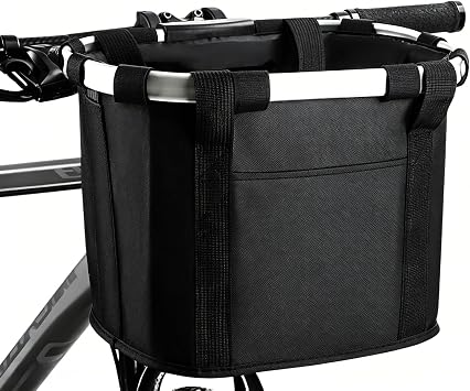 Bicycle Basket, Quick-Release Handlebar Mount, Foldable Front Cargo Tote