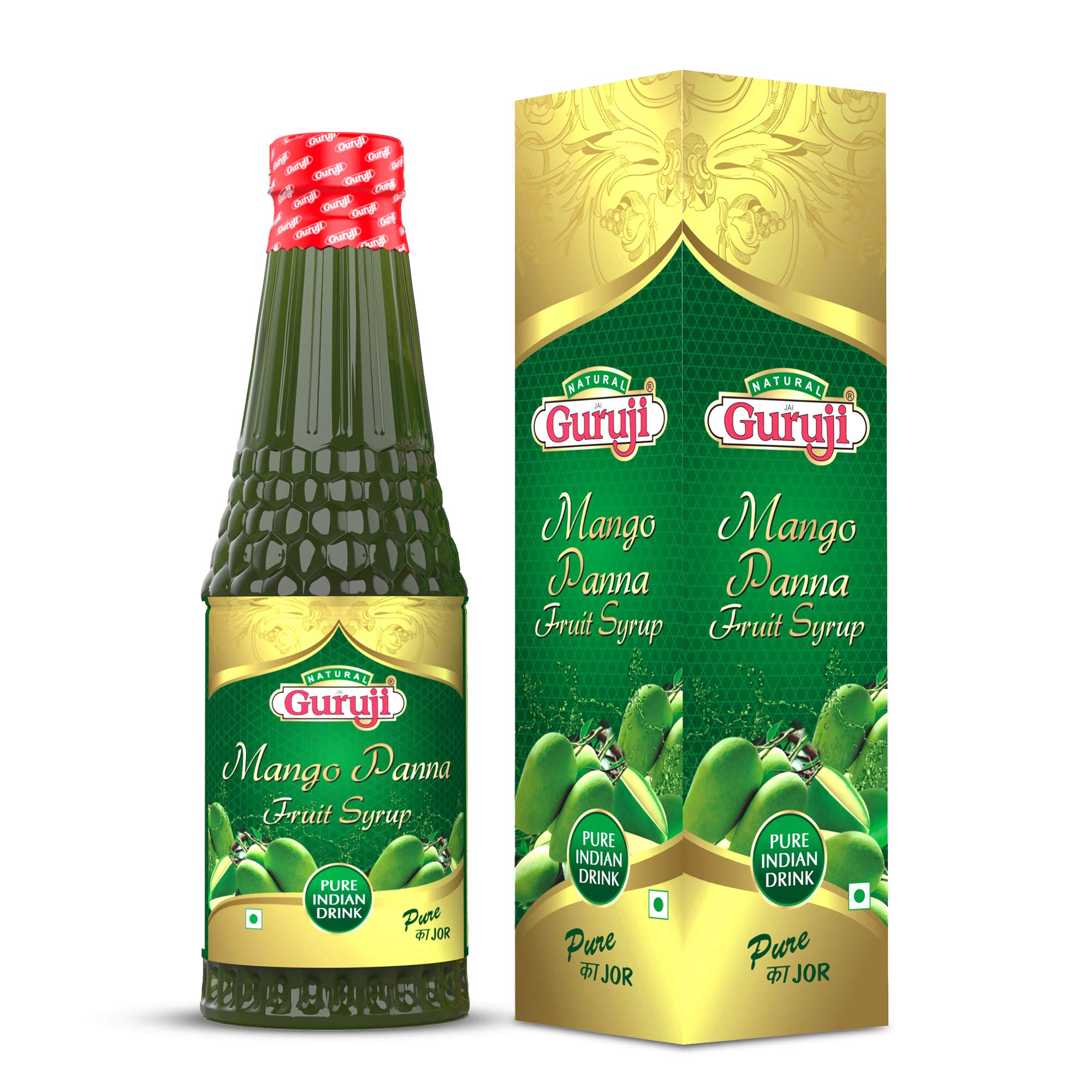 Jai Guruji Mango Panna Fruit Syrup Sharbat Instant Refreshing Drink For Summer (Mix with Water or Soda) 750ml