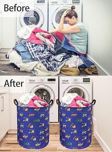 Miniatura 3 de Essme Cesta de lavandería para niños, cesta de almacenamiento plegable de lona para niños, decoración de habitación de niños, cesta de guardería,