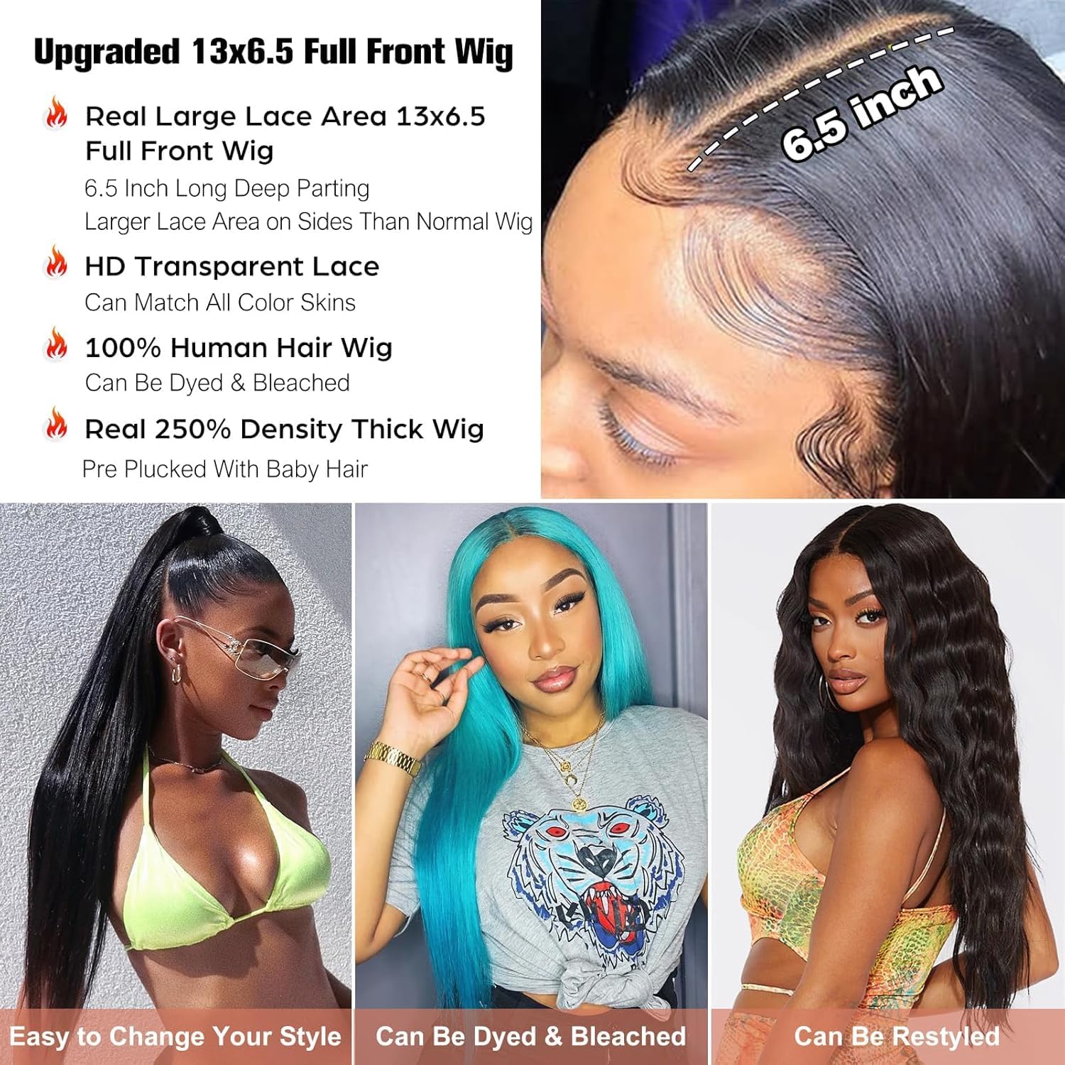 40 Inch Human Hair Wig 200% Density 13x6 HD Lace Front Pre Plucked Drawstring Amazon.com : tunfine 40 Inch Wig Human Hair 200% Density  main image 3