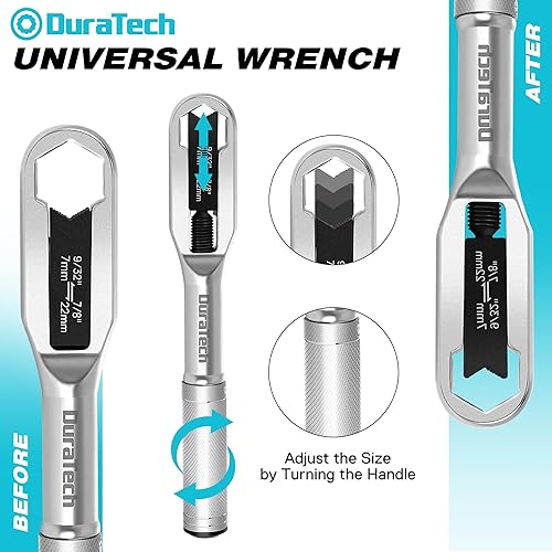 Miniatura 3 de DURATECH Llave ajustable, llave universal de acero Cr-V 33 en 1 para métricas de 0.276-0.866 in y SAE 932"-78", adecuada para el hogar, garaje,
