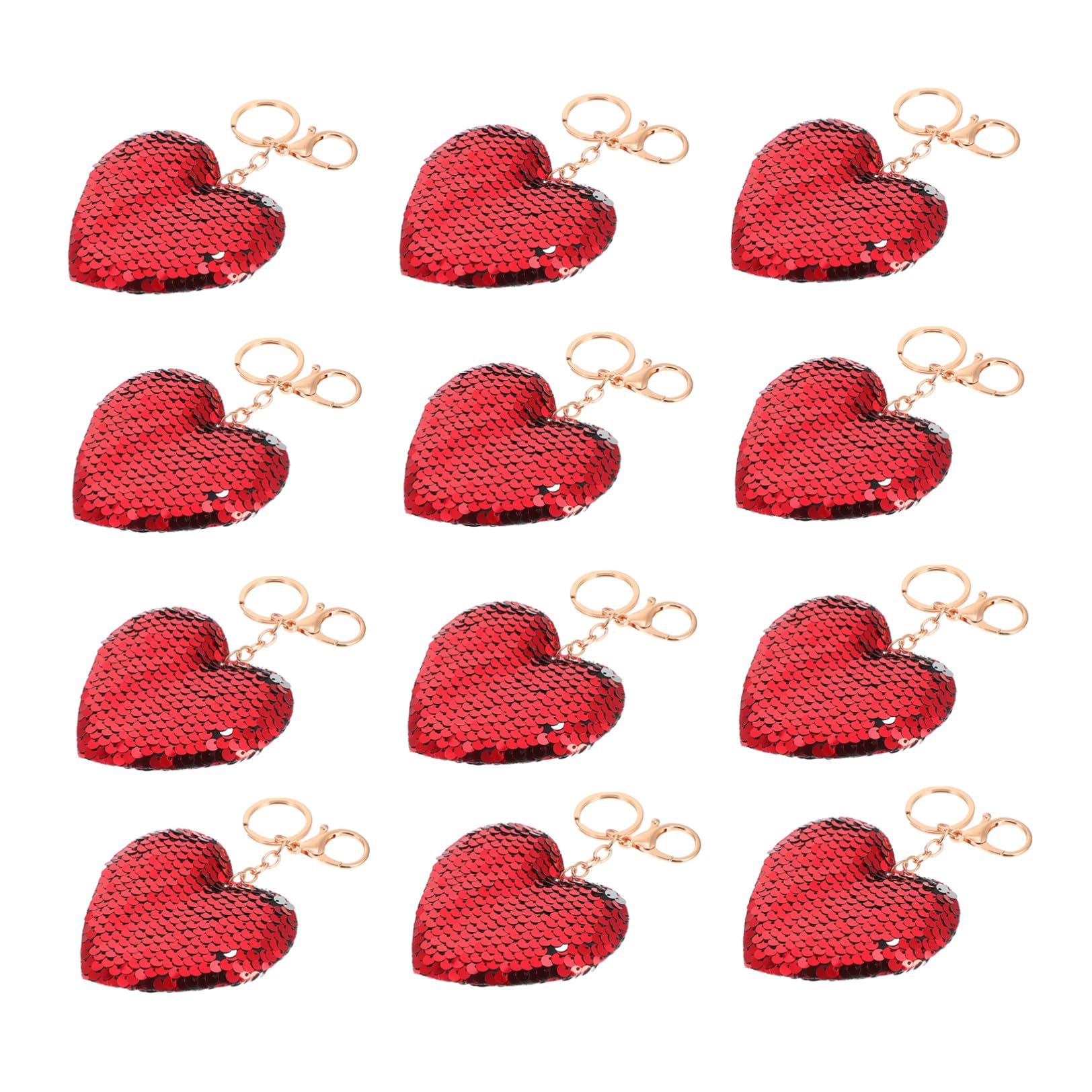 TOYANDONA Portachiavi Forma di Cuore Paillettes Scintillanti Rosse, 24 Pezzi in Lega e Plastica, Portachiavi per Uso Quotidiano e Chiavi Auto, Regalo Originale per San