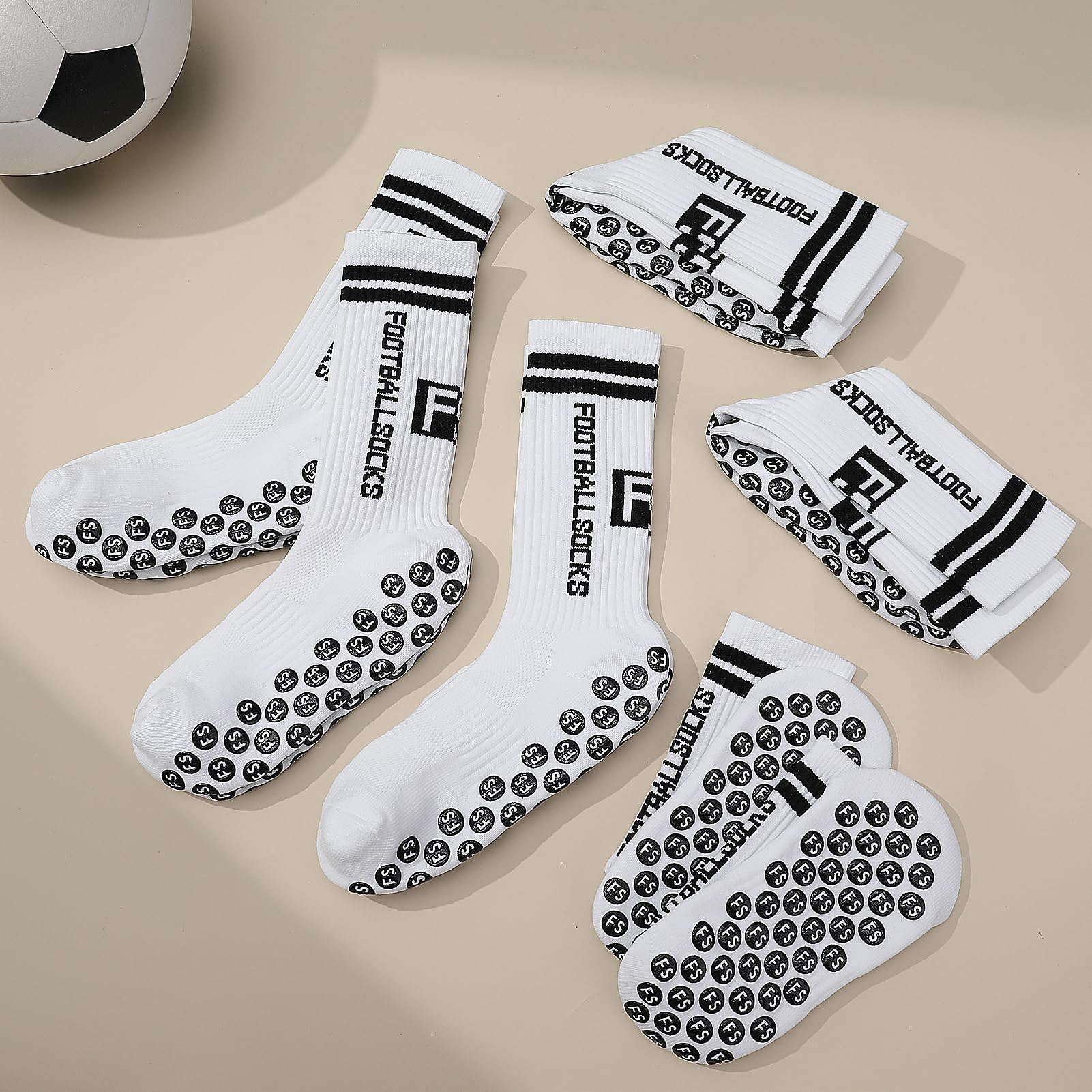 Apricitie 6 Paar Fussball Socken Kinder, Fußballsocken Anti Rutsch Grip Jungen Fußball Socken Rutschfeste Sportsocken für Fussball Basketball Laufen