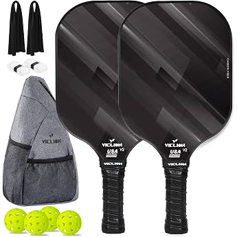 V VICLION Pickleball Paddles USAPA Approved Carbon Fiber Pickleball Paddles Set of 2 PP Honeycomb Core - Lightweight Pickleball Bat Pickle Ball Bat 2 Pack for Adults