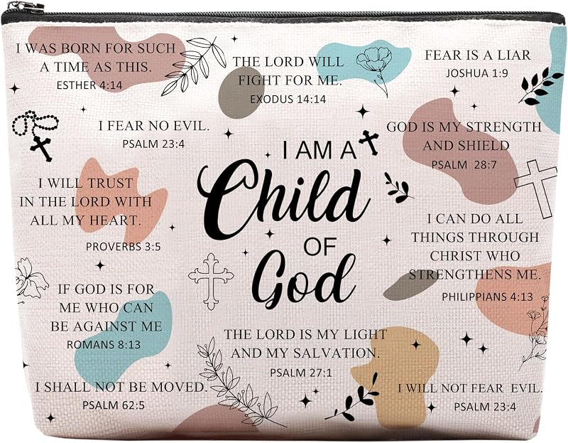 Necessaire de maquiagem CEASQVAA com estampa Child of God, fechamento por zíper, 1 unidade