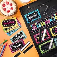 Vista 5 de Tabla de bolsillo de trabajo en el aula con 96 tarjetas y 3 ganchos de gestión de clases horario educativo para maestros de regreso a clases