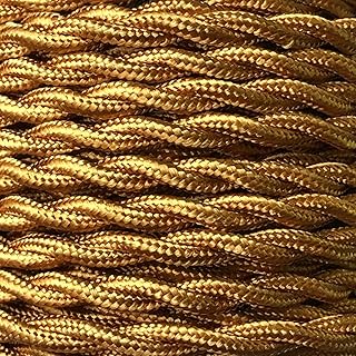 Trunking Solid 3 Cores Vintage Pendant Lamp Cord Textile Twisted Braid Wire 3 x 0.75mm Square Retro Fabric Electrical Cable Connector Loom (Color : Gold, Size : 30meter)