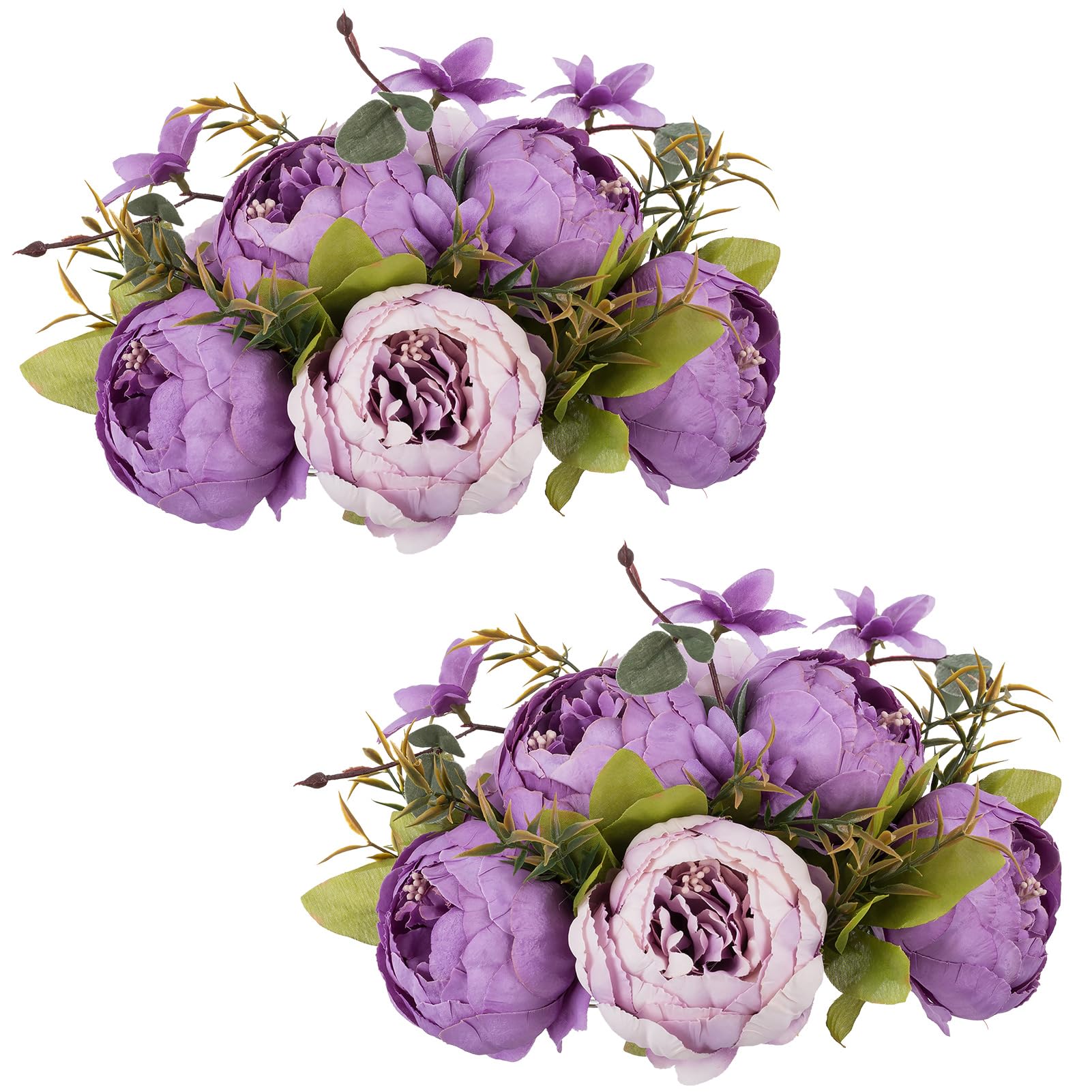 NUPTIO Peony Artificial Flowers for Centerpieces: 2 Pcs 9.4 inch Diam Purple Faux Peony Flowers Fake Flower Balls Arrangement Bouquet Wedding Centerpieces for Tables Wedding Centerpiece Decorations