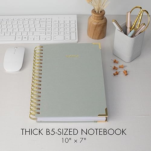 Miniatura 4 de Cuaderno estético grueso en espiral para mujeres en formato B5, moderno cuaderno de notas de lino con rayas universitarias con 300 páginas forradas,