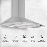 Tieasy Hotte de protection murale 30 inch avec ductt cabriolet, en acier inoxydable Chimney-Style au-dessus de la poêle LED Lumière, 3 Ventilateur d'échappement de vitesse, 450 CFM
