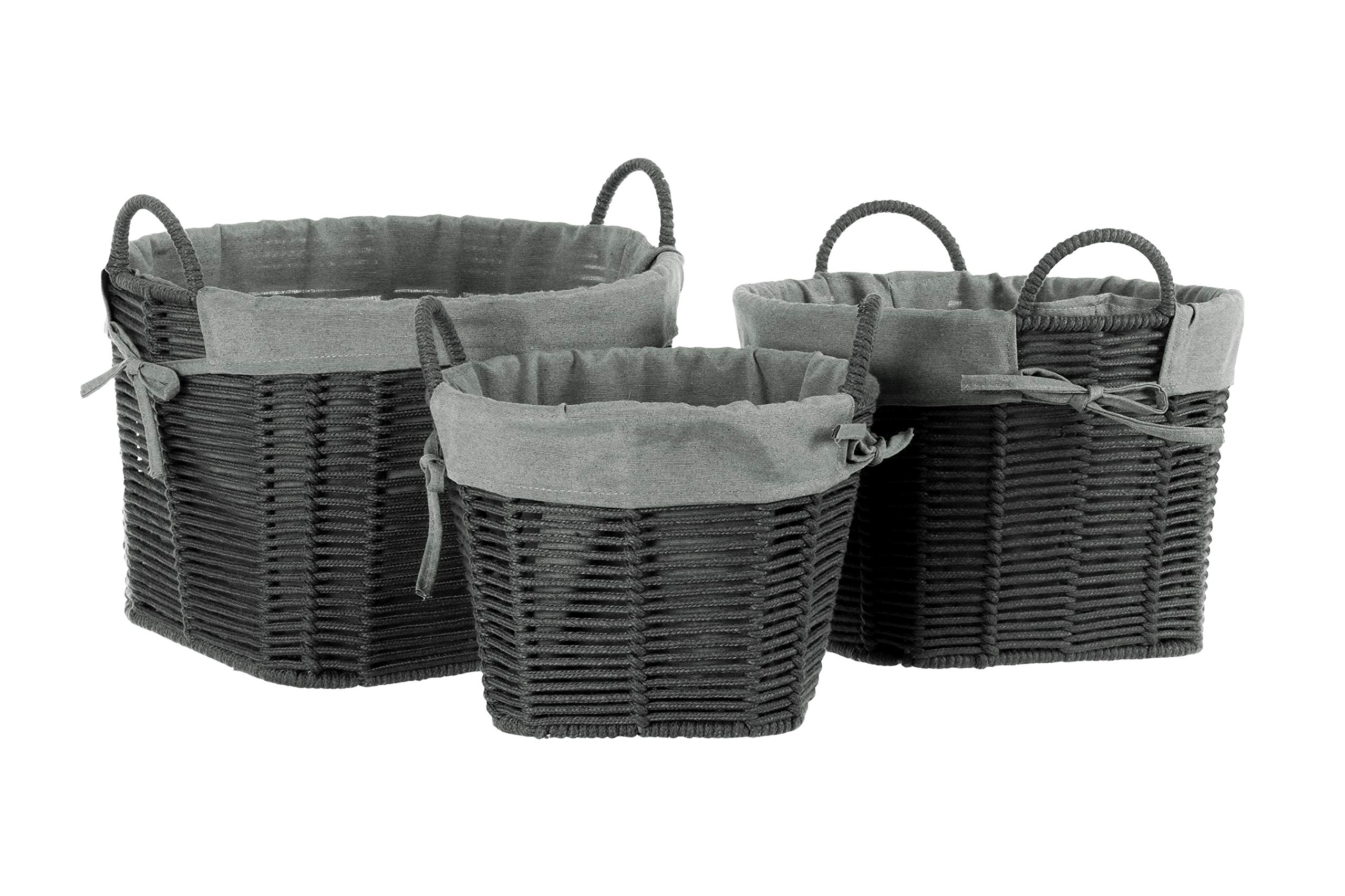 Interiors By Premier Grey Set Of Three Lida Round Storage Baskets