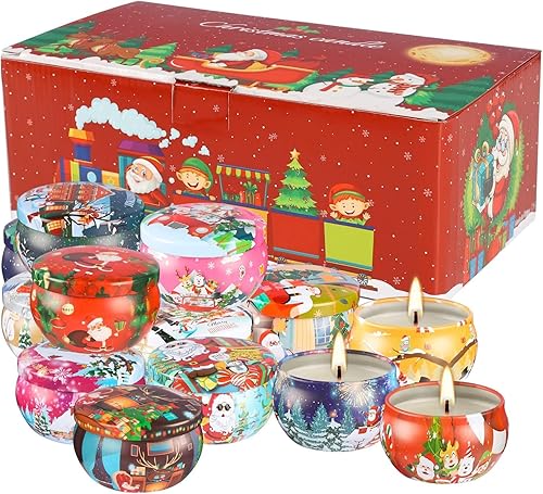Miniatura 4 de Juego de 16 velas perfumadas de Navidad, velas de aromaterapia de 2.5 onzas, regalo para mujeres, 16 fragancias, velas de cera de soja para Navidad,