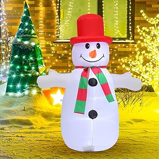 Warmiehomy 4FT Christmas Decorations Inflatable Snowman, Outdoor Xmas Decorations Built-in Bright LED Light Blow Up Yard Inflatable Christmas Decorations for Indoor Garden Shopping Mall