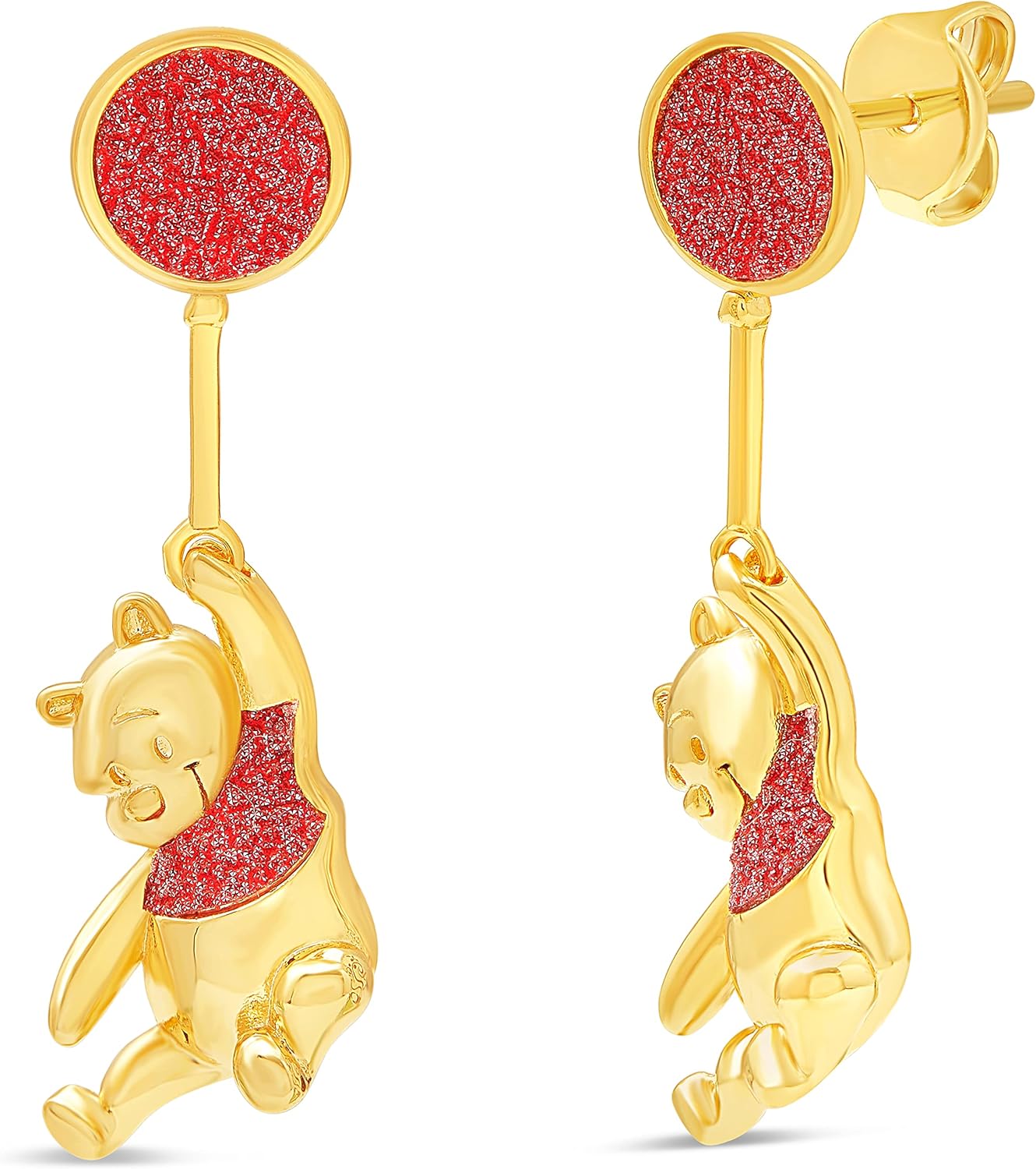 Disney Winnie the Pooh Womens Flash Plated Earrings - Drop Earrings for Women - Winnie the Pooh Earrings - Disney Jewelry