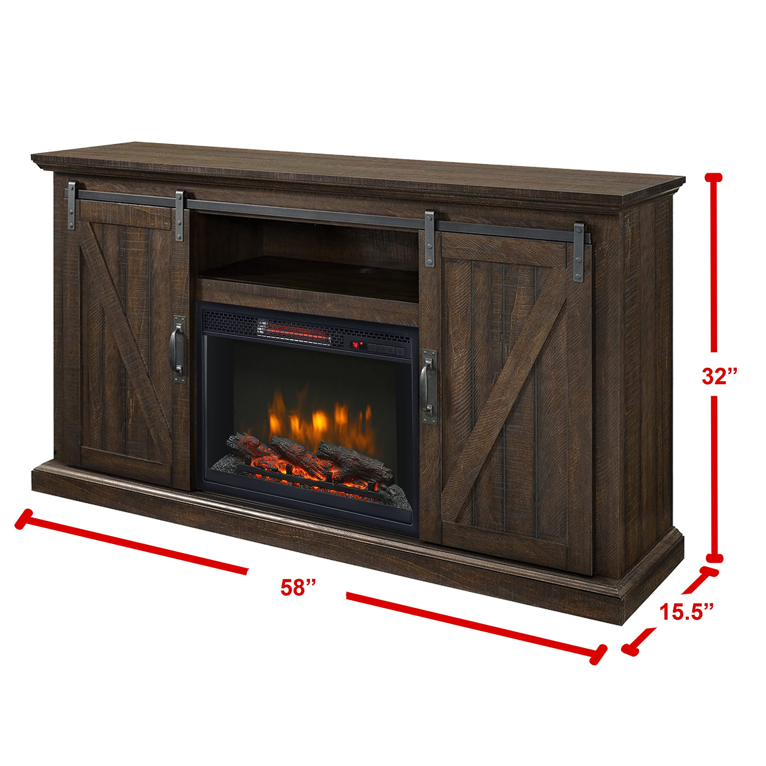 Muskoka Langdon 58-in Infrared Media Fireplace in Rustic Brown