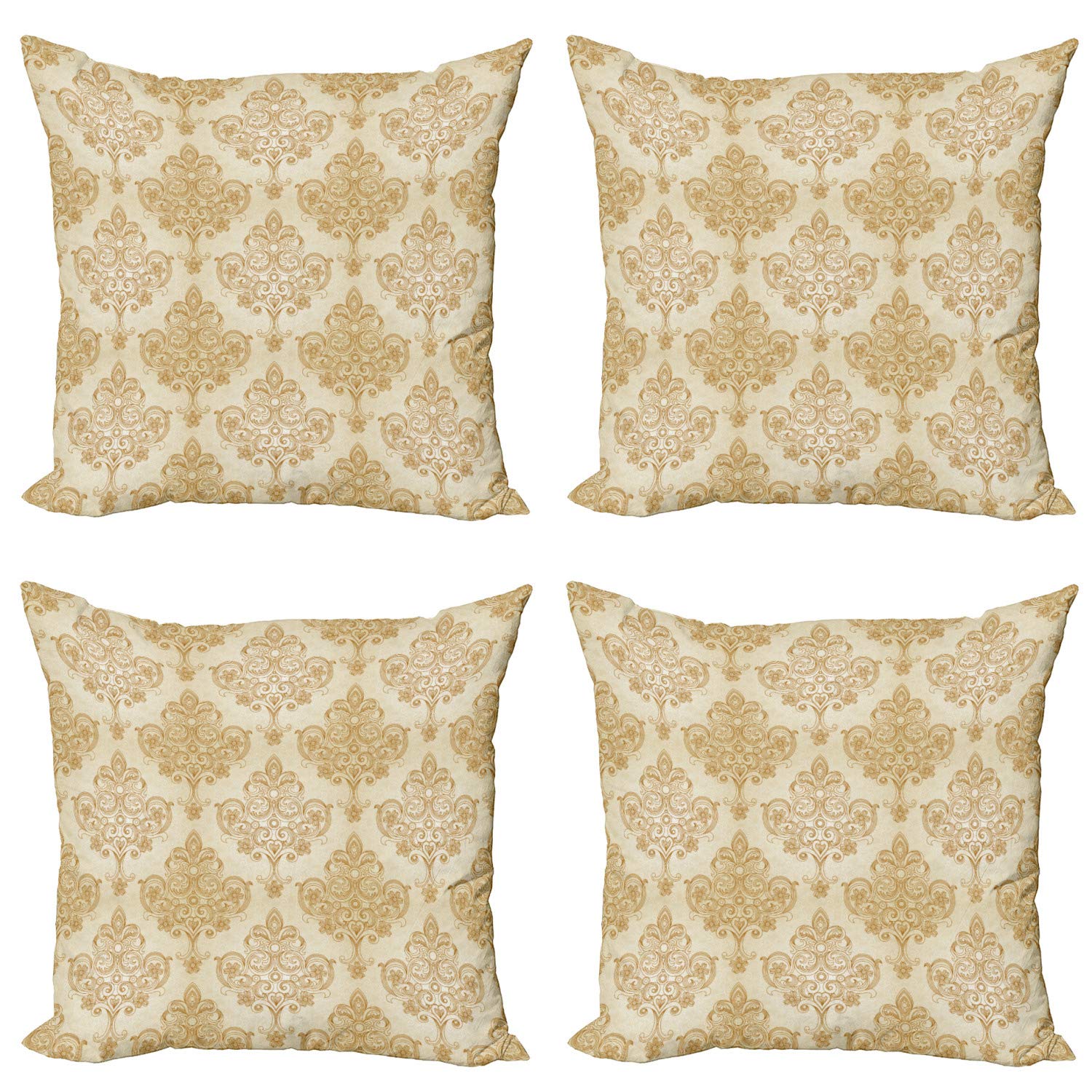 ABAKUHAUS Terra Tones Federe Cuscini Set di 2, Barocco Damasco, Stampa Digitale Fronte-Retro con Accento Moderno, 60 cm x 60 cm, Seppia Marrone Beige