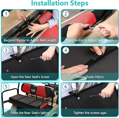 Miniatura 9 de 10L0L Juego de fundas de asiento delantero y trasero para carrito de golf para Club Car DS y EZGO RXV TXT, viste tu viejo asiento de carrito de golf