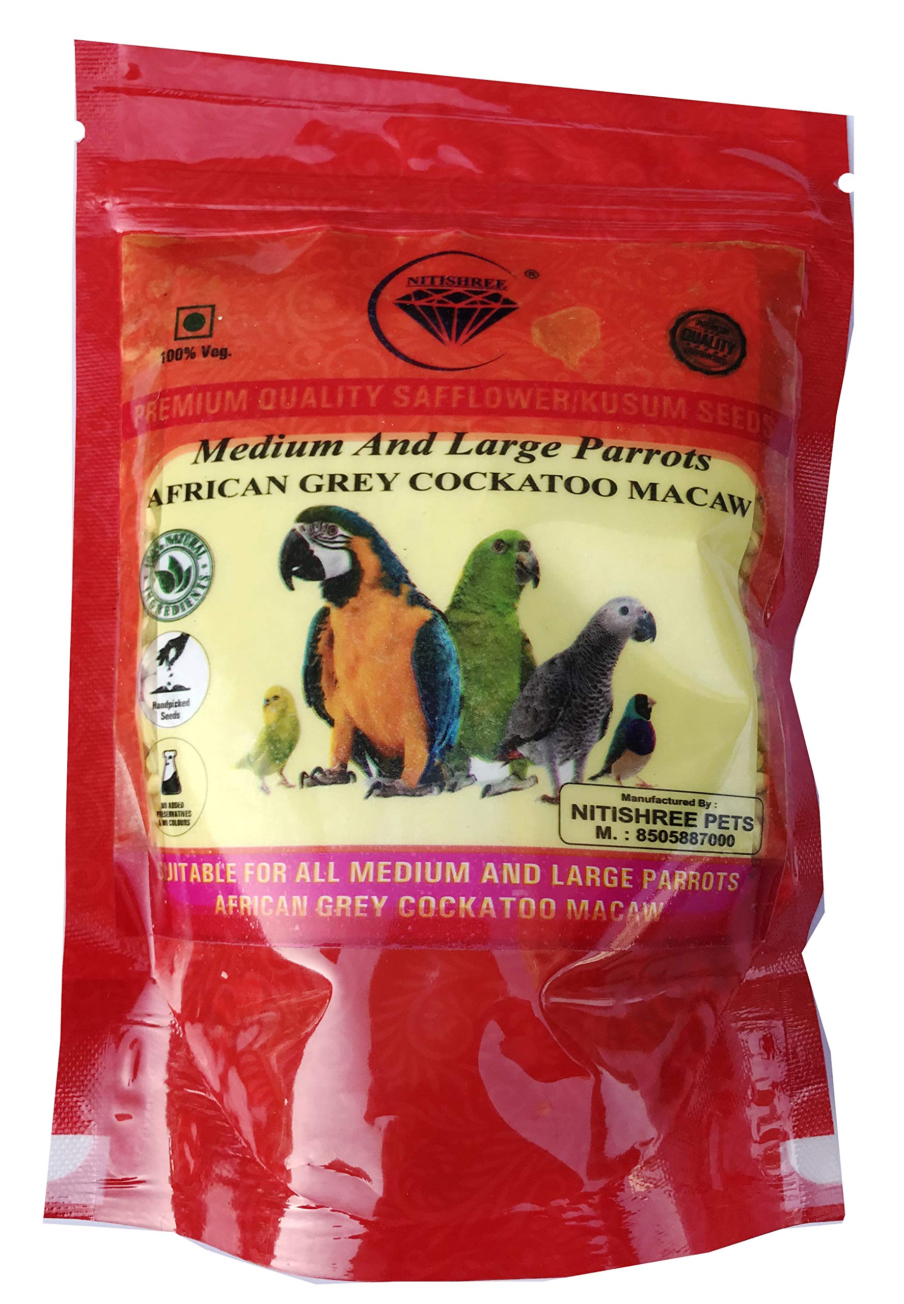Nitishree Organic Saffola Seeds/Kusum Beej/Kusumulu Food for All Type of pet Birds Parrots Cockatiel Cocktail Budgies Cockatoo Exotic Birds Wild Birds-250gm.. (B08SW3B3Y1) Amazon Price History, Amazon Price Tracker