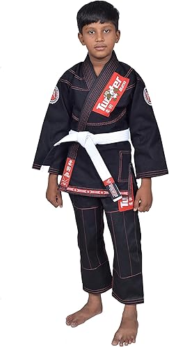 Miniatura 6 de Twister Jiu Jitsu Gi brasileño juvenil Tela ultra ligera preencogida para jóvenes BJJ Gi Viene con cinturón blanco gratis