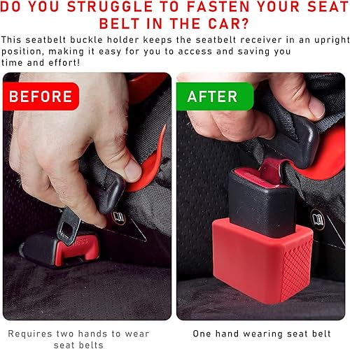 Miniatura 5 de Dickno 2 soportes de hebilla para cinturón de seguridad de automóvil, refuerzo de hebilla de cinturón de seguridad de silicona para automóvil,