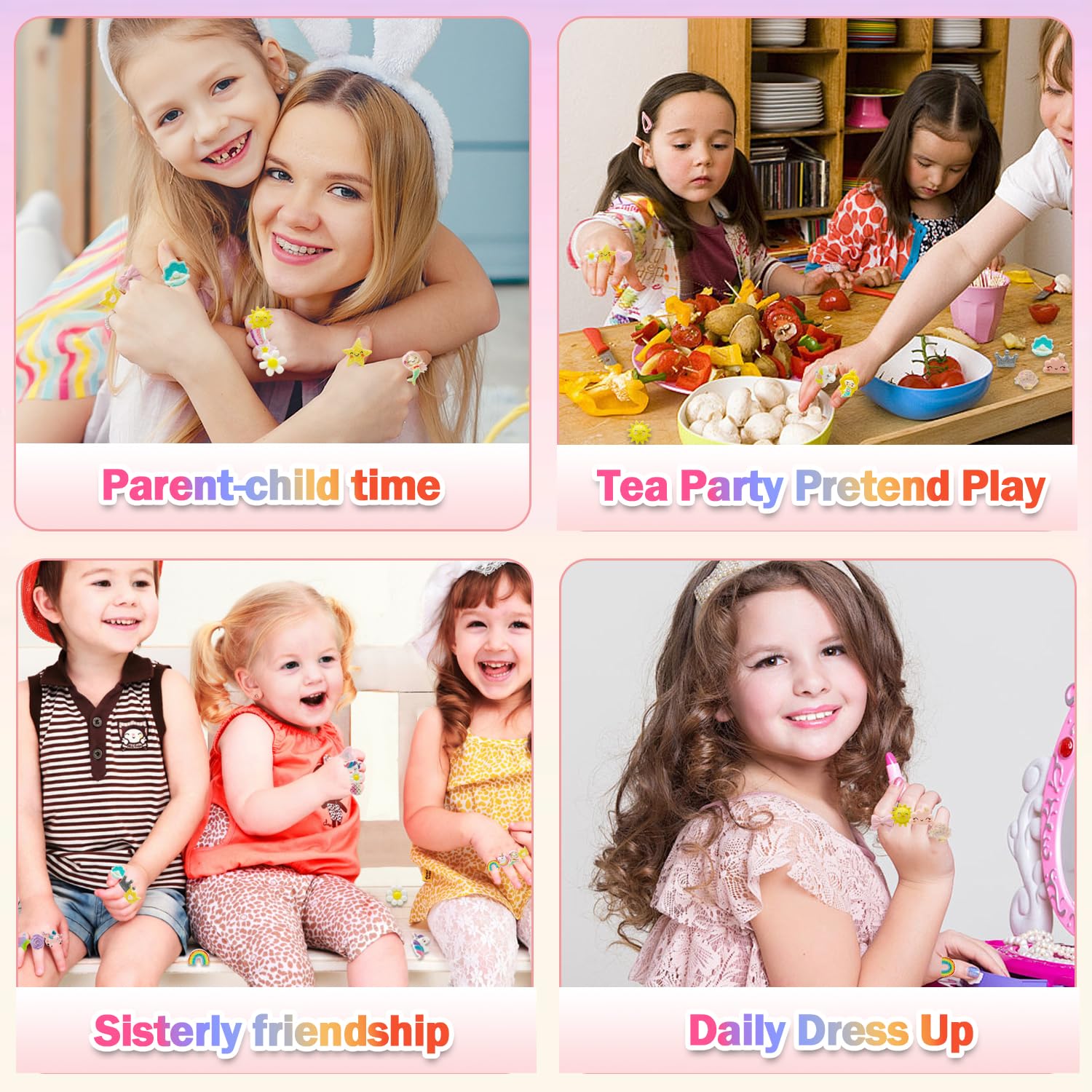 Yeefunjoy 26 Pieces Anillos Niña, Anillos para niñas, Anillos Ajustables con Caja en Forma de Corazón, Princesa Joyas Pretend Play Dress up Rings joyeria Unicornio Fiesta Cumpleaños Regalos para Niños