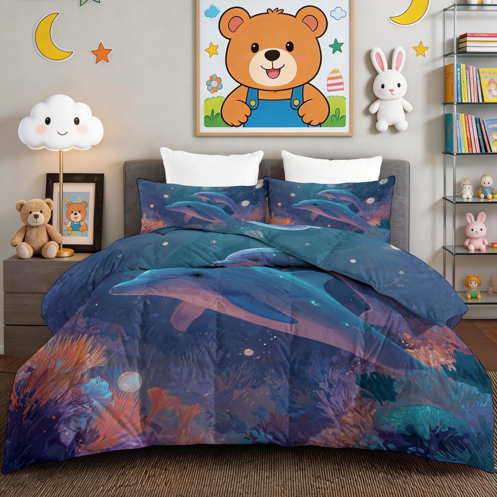 Edredón de gato de 200x200 cm con fundas de almohada para cama doble