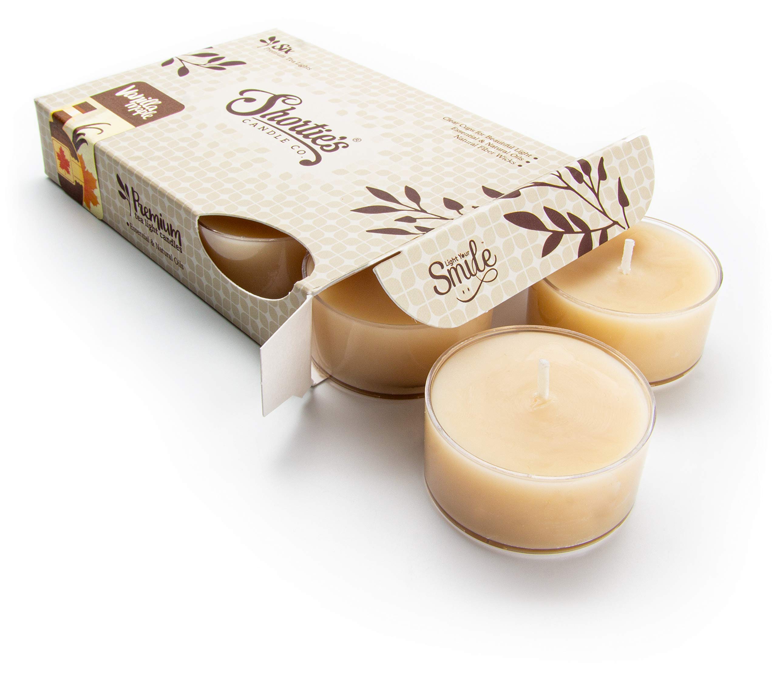 Shortie's Candle CompanyVanilla Maple Premium Tealight - Highly Scented with Essential Oils - 6 Beige Tea Lights - Beautiful Candlelight - Made in The USA - Bakery & Food Collection