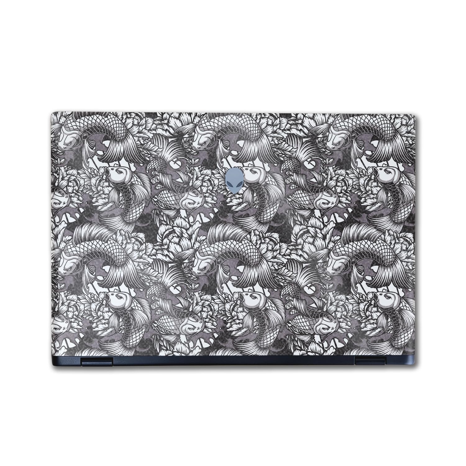 Glossy Glitter Laptop Skin Compatible with Alienware M16 R2 (2024) - Angry Koi - Premium 3M Vinyl Protective Wrap Decal Cover - Easy to Apply | Crafted in The USA by MightySkins